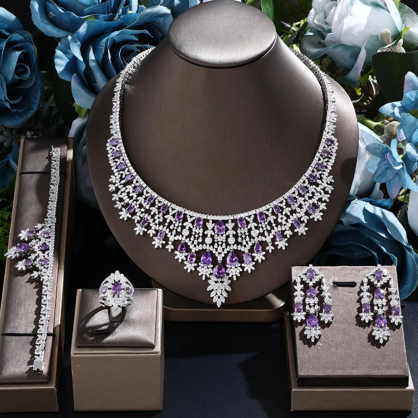 2024 Dubai Jewelry Set Women'S Wedding Necklace and Earring Set Bridal Jewelry Set Women'S Wedding Set Free Delivery to Bride