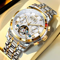 Men'S Watches 7088 Luxury Trend Fashion Automatic Mechanical Watch for Man Hollow Quartz Movement Complete Calendar Week