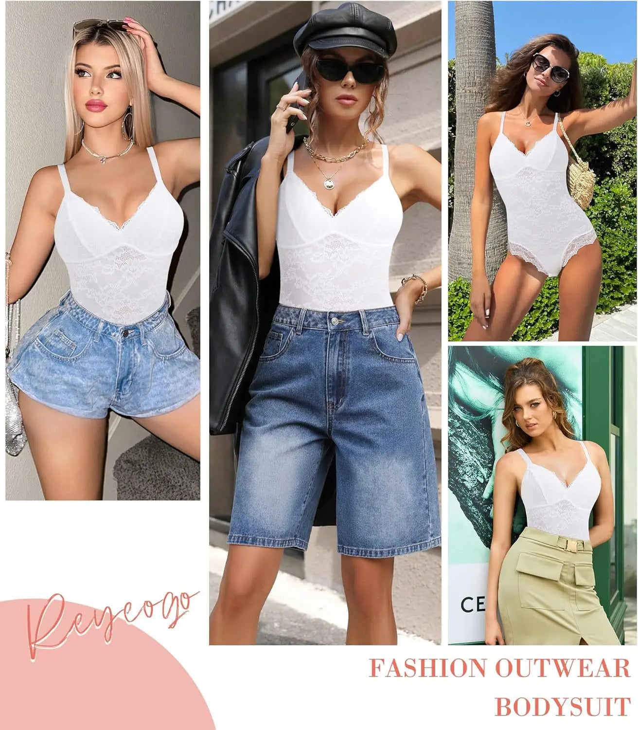 Lace Shapewear Bodysuit for Women Tummy Control Body Shaper V Neck Sculpting Tank Tops Slimming Camisole Corset