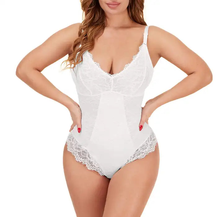 Lace Shapewear Bodysuit for Women Tummy Control Body Shaper V Neck Sculpting Tank Tops Slimming Camisole Corset
