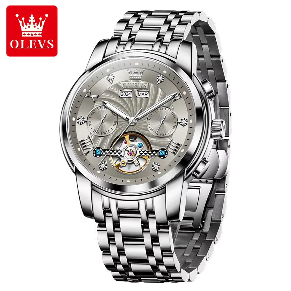 Men'S Watches 7088 Luxury Trend Fashion Automatic Mechanical Watch for Man Hollow Quartz Movement Complete Calendar Week