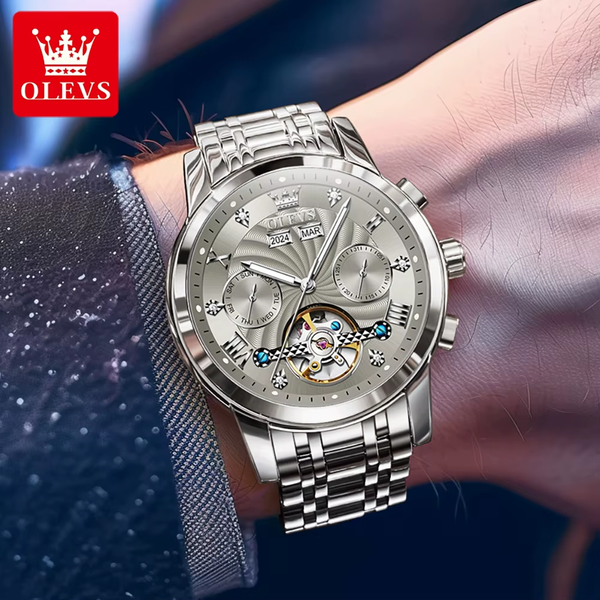 Men'S Watches 7088 Luxury Trend Fashion Automatic Mechanical Watch for Man Hollow Quartz Movement Complete Calendar Week