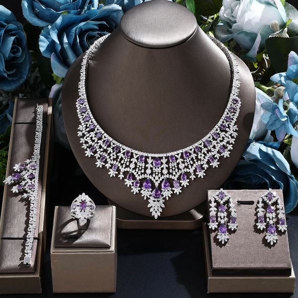 2024 Dubai Jewelry Set Women'S Wedding Necklace and Earring Set Bridal Jewelry Set Women'S Wedding Set Free Delivery to Bride