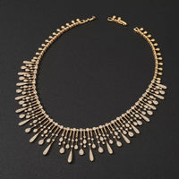 Women Fashion Waterdrop Cubic Zircon Tassel Bridal Necklace Bracelet Ring Earring Set Women Boutique Wedding Anniversary Jewelry