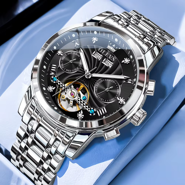 Men'S Watches 7088 Luxury Trend Fashion Automatic Mechanical Watch for Man Hollow Quartz Movement Complete Calendar Week