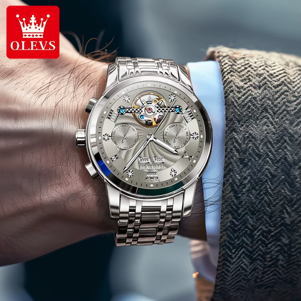 Men'S Watches 7088 Luxury Trend Fashion Automatic Mechanical Watch for Man Hollow Quartz Movement Complete Calendar Week