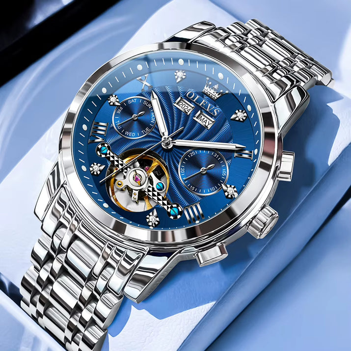 Men'S Watches 7088 Luxury Trend Fashion Automatic Mechanical Watch for Man Hollow Quartz Movement Complete Calendar Week
