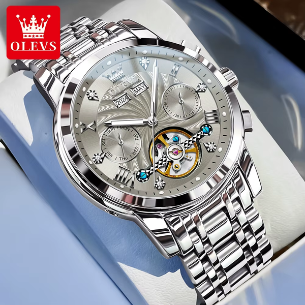 Men'S Watches 7088 Luxury Trend Fashion Automatic Mechanical Watch for Man Hollow Quartz Movement Complete Calendar Week